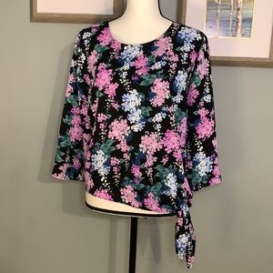 Floral side-tie top